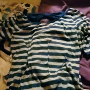 Blue stripped shirt with bow in back